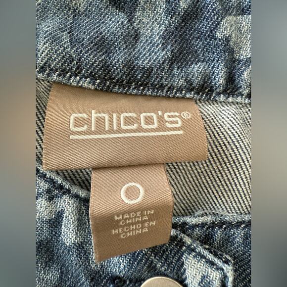Chico’s Floral Denim Button Front Ruffle Hem Jacket 100% Lyocell Size 0 Small - Picture 6 of 12